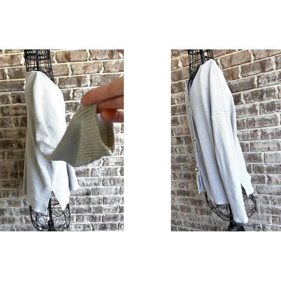 Piko 1988 Waffle Knit Cardigan Sz S Gray Button Oversized Sweater Henley… - Picture 9 of 12